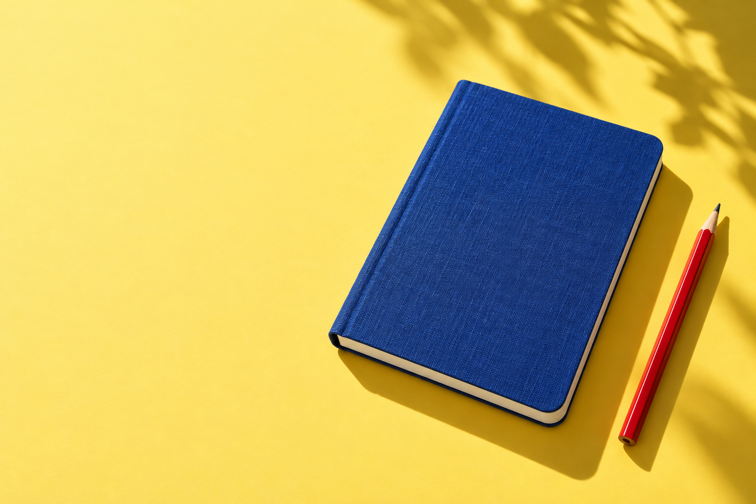 Source concept: unbranded blue notebook on yellow